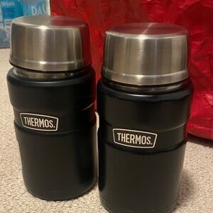 Thermos Dual Black and Silver Bottles
